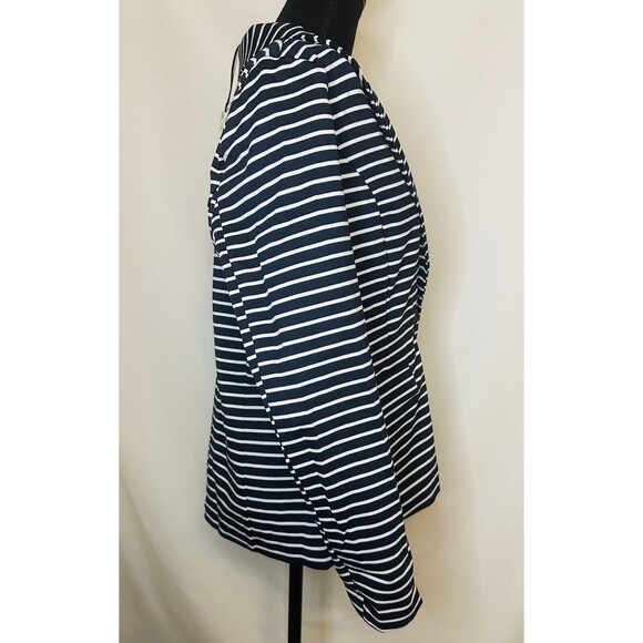 41Hawthorn Blue White Striped Single‎ Button Blazer Jacket Women's LARGE NWT - Picture 4 of 11